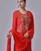 Red Chiffon Hand Embroidered Anarkali Suit 